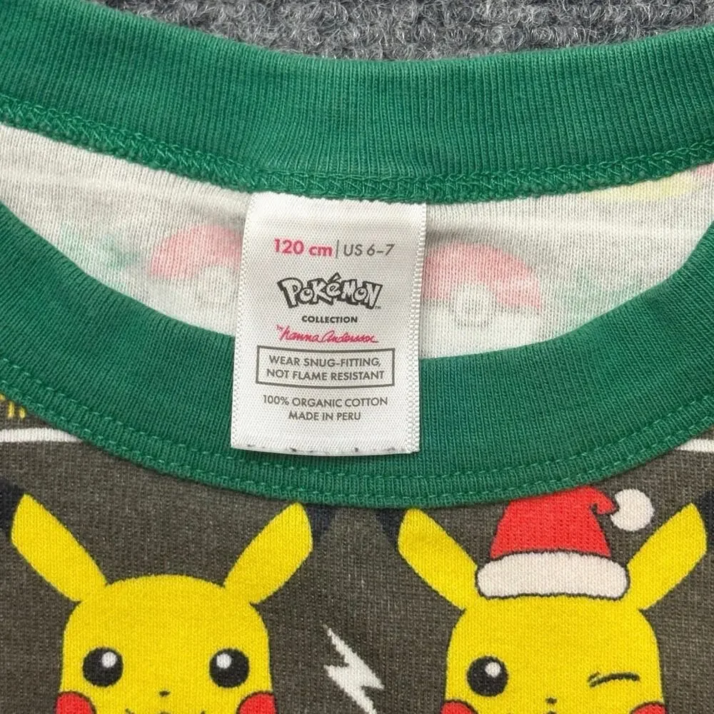 Hanna Andersson Pikachu Santa Christmas Holiday Pajama Set Youth Size 120 (6/7)